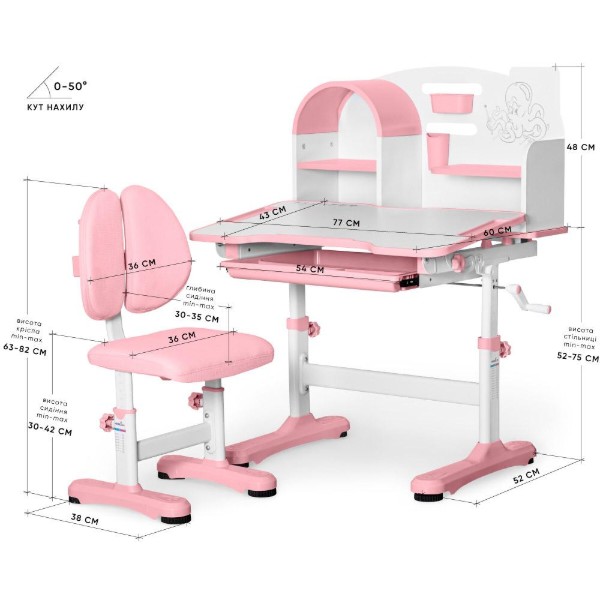 Фото - Комплект мебели школьный Mealux Octo Pink (BD-33 PN)